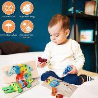 เกมปริศนาทารก Montessori ไม้สำหรับเด็ก3D มอนเตสซอรี่ของเล่นสำหรับเด็กหัดเดินไดโนเสาร์สำหรับศึกษาปริศนา D5T3