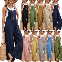 Loose Ladies Bib Pant Suspender Trouser Causal Female Womens Clothing Wide-Leg Romper Overalls Jumpsuit Streetwear Plus Size