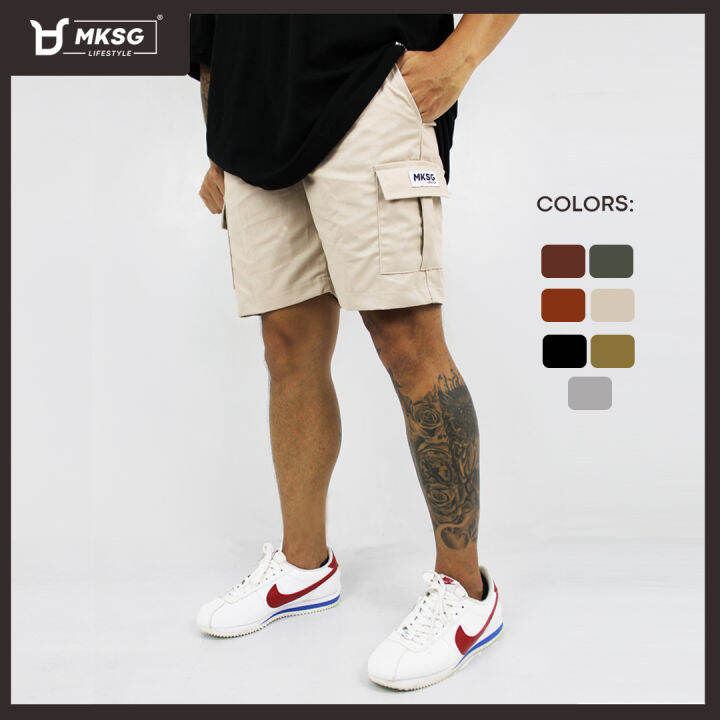 MKSG 5 Pocket Cargo Shorts For men with Wallet and sticker (Above The Knee Cut) Lazada PH