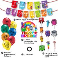 Number blocks Happy Birthday Party Decorations NumberBlocks With Banner Cake Toppers and Latex Balloons Themed Party Supplies Party Needs