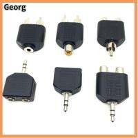 GEORG 2pcs อินเตอร์คอนเนคชั่น อุปกรณ์เสริมวิดีโอ สีดำ Y Splitter ตัวแปลง 3.5 มม. ถึง 2 RCA ตัวเมีย ตัวผู้ อะแดปเตอร์เสียง