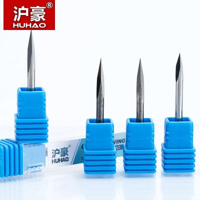 HUHAO 1pc Shank 3.175mm 3 Edge Carbide Pypamid bits CNC Engraving Bits Router 3 Face Carving เครื่องมือสําหรับไม้เนื้อแข็งอะคริลิ PVC MDF