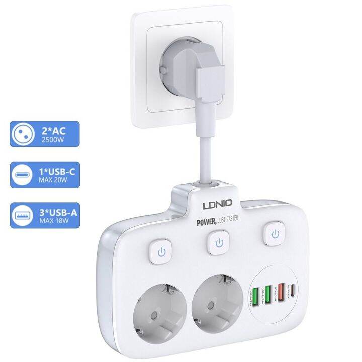 Portable 4 USB Port Electrical Sockets With Extension Wire EU Standard