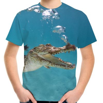 Summer Kids Fashion T Shirt Animal Crocodile Funny Pattern Print Boys Girls 3D T-Shirt 4-20Y Children Casual Clothes Tshirt Tops