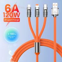 6A 3In1 120W 2In 1 USB สายชาร์จสำหรับเร็ว14ไมโคร USB USB Type-C 8-สายเต้าชาร์จสำหรับสายลวด