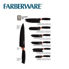 Farberware 11-piece Dishwasher-Safe Rainbow Titanium Cutlery Set in Purple  