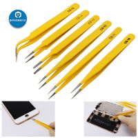 【Quality】 dbnvym Anti-static Stainless Steel Tweezers Electronic Maintenance Tools Industrial Precision Curved Straight Tweezers Repair Tools