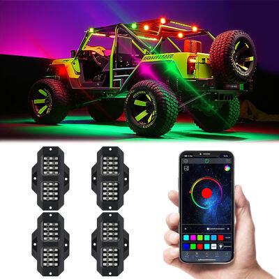 【ซินซู🙌ชุดไฟหน้า LED RGB ชุดแสงนีออนรองพื้นกันน้ำภายนอกหลากสีสำหรับ ATV UTV เอสยูวีทางวิบากรถยนต์