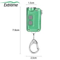 Portable Keychain Mini Double Switch Lamp USB Flashlight Camping Light Flashlight Waterproof Super Bright Emergency Light