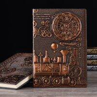 《   CYUCHEN KK 》 Cool Time Machine Theme Vintage Hardcover Diary Notebook Gift A5 Lined Journal Craved Style Book Gift