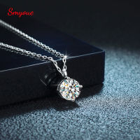 Smyoue 1ct VVS Moissanite Necklace For Women Simulated Lab Diamond Pendant Gift 100 Sterling Silver Wedding Jewelry Four-claw