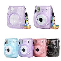 สำหรับ Instax Mini 11กระเป๋ากล้องแบบพกพากล้องถ่ายภาพโปร่งใสกระเป๋าใส่ของกันฝุ่นป้องกันการกระแทกฝามีสายรัดป้องกันสำหรับ Fuji