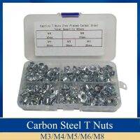 90pcs Carbon Steel T Nuts M3 M4 M5 M6 M8 Captive Pronged Tee Nuts Blind Nuts Zinc Plated Metric Assortment Kit