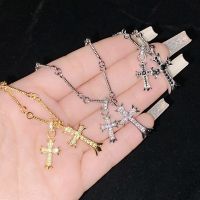 [COD] Versa Little Book high-definition double cross micro-inlaid zirconium necklace plated compass clavicle chain men and women