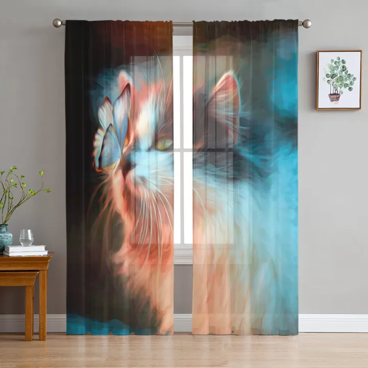 Animal Cat Butterfly Abstract Art Chiffon Sheer Curtains for Living Room Bedroom Home Decoration Window Voiles Tulle Curtain | Lazada PH Animal Cat Butterfly Abstract Art Chiffon Sheer Curtains for Living Room Bedroom Home Decoration Window Voiles Tulle Curtain | Lazada PH