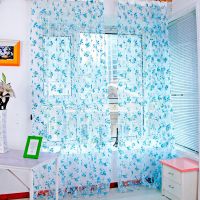 printed flower Sheer Curtains Voile Tulle For Kitchen Living Room Bedroom Window Treatment Screening Drapes Home Decoration