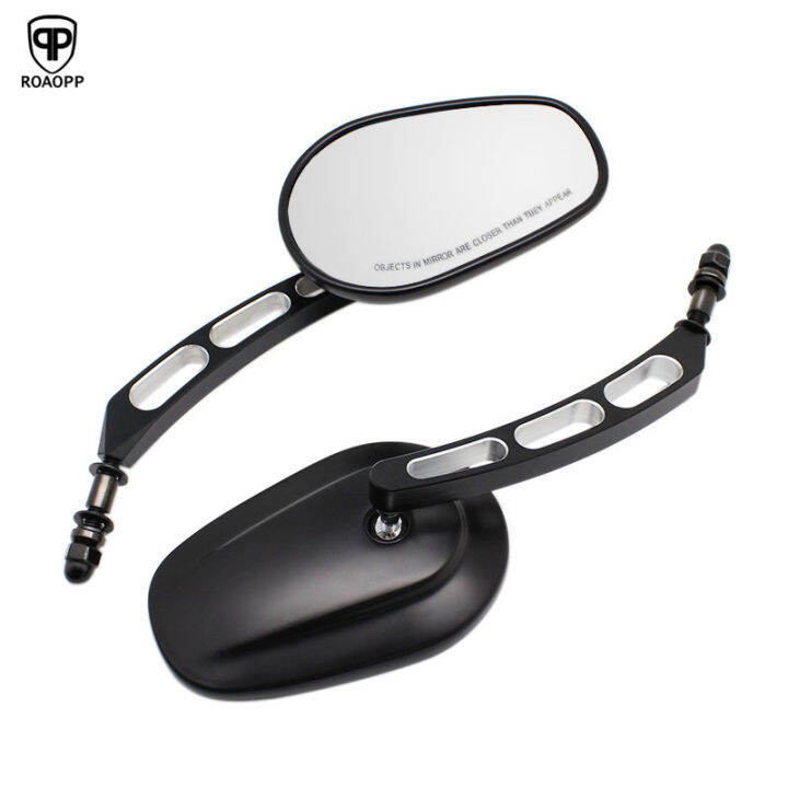 ROAOPP 1 Pair 8Mm Motorcycle Mirrors Black Side Rearview Mirror
