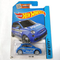 Hot Wheels Cars Fiat 500รถตำรวจอิตาลี164โลหะ Die-Cast Model Collection ของเล่นยานพาหนะ