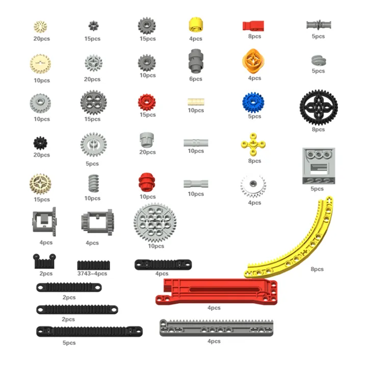 356 pcs Blocks Bulk Gear Axle Pin Connector Wheels Chain Link Car Truck