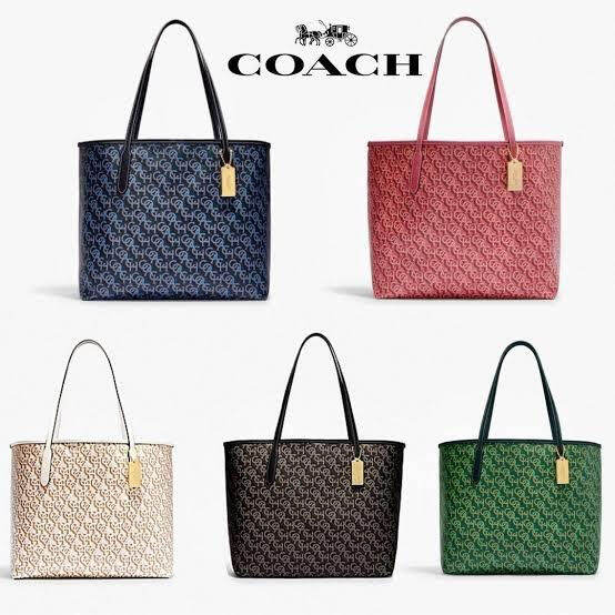 Coach CF342 City Tote with Coach Monogram Print in Green