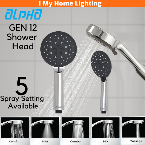 Alpha Water Heater Shower Head GEN 11 5 Speed Setting Extra Boost Lazada
