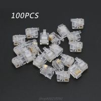 HVJ-100pcs Rj12 6p6c Modular Cable Head Telephone Connectors Crystal Plugs Jy29 20