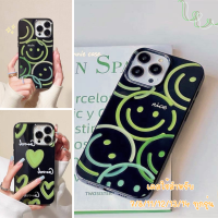 -Below59- เคสกรีนลายหัวใจยิ้มสีเขียว แบบนิ่ม TPU สำหรับรุ่น14 13 12 Pro Max 11 8plus 7plus 6 XR X SE 11Pro Max#136