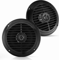 Pyle 6.5 Inch Dual Marine Speakers - 2 Way Waterproof and Weather Resistant Outdoor Audio Stereo Sound System with 120 Watt Power, Polypropylene Cone and Cloth Surround - 1 Pair - PLMR67B (Black)