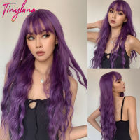 Long Purple Body Wavy Wig with Bangs for Black Women Cosplay Party Christmas Halloween Synthetic Wigs Daily Natural Hair