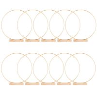 12 Inch Gold Metal Floral Hoop Garland Table Decoration for Wedding with Wood Card Holders Metal Wreath Flower Garland