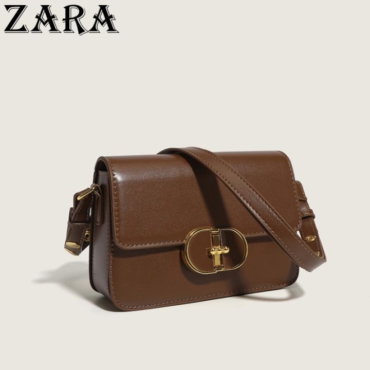 zara-caramel-square-กระเป๋าแบบหนีบแขน2023ฤดูใบไม้ร่วงและฤดูหนาวใหม่-high-end-retro-หนึ่งไหล่กระเป๋าเอกสารทรงสี่เหลี่ยมขนาดเล็กหญิง