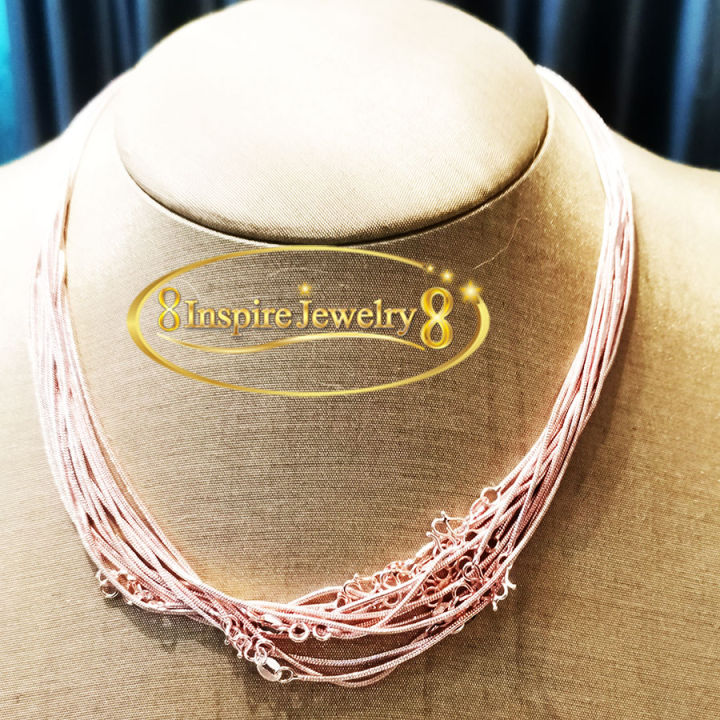 inspire-jewelry-pink-gold-สร้อยคอทอง-18k-ตามภาพ-งานยิงเลเซอร์เข้าตัวเรือน-ยาว-16นิ้ว-ตะขอสปิง-งานแบบร้านทองร้านเพชร-งานดี-ปราณีต-พร้อมถุงกำมะหยี่