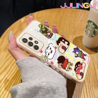 Jjlingji เคสโทรศัพท์ปลอกสำหรับ Samsung Galaxy A52 4G A52 5G A52s 5G ลายดินสอสีชิน Chan ดีไซน์ใหม่ด้านข้างเคสโทรศัพท์ซิลิโคนฝาปิดเลนส์เต็มรูปแบบปกป้องกล่องกันกระแทกกล้อง