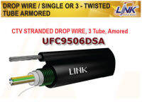 Link 350m. Outdoor Optic Fiber, Drop Wire, CTV, Armored 6 cores, Single mode 9/125 (UFC9506DSA)