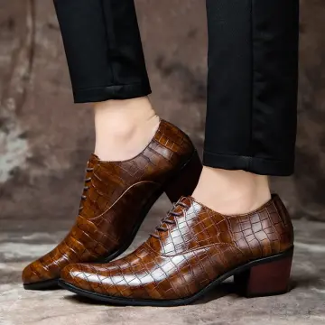 Men's Crocodile Dress Leather Shoes Lace-Up Wedding Party Shoes