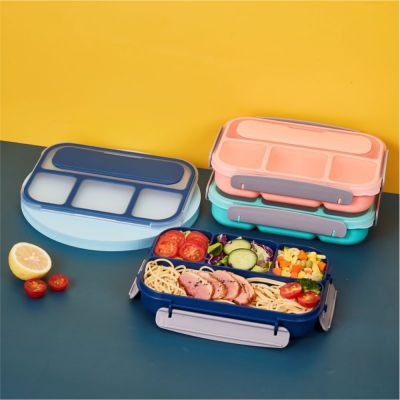 [HOT W] 1.3L 4ช่อง Bento กล่องอาหารกลางวันไมโครเวฟเครื่องล้างจานตู้แช่แข็งปลอดภัยกล่องอาหารกลางวัน Bento กล่องอาหารกลางวันสำหรับผู้ใหญ่/เด็ก/เด็กวัยหัดเดิน