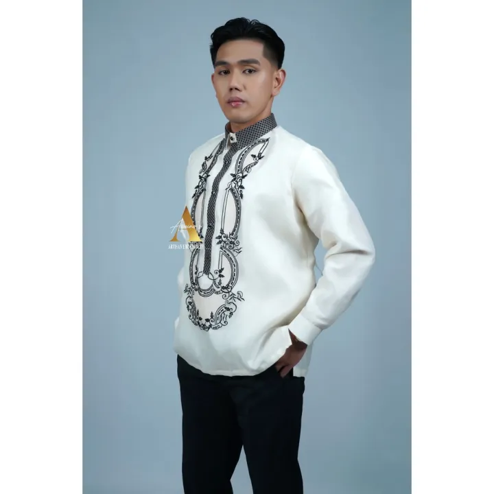 men shorts Barong Tagalog for Men Aquino's Embroidery Men's Modern