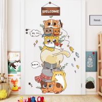 [24 Home Accessories] Nordic การ์ตูน Naughty Cat Pyramid สติ๊กเกอร์ติดผนังเด็ก39; S Room Wall ตกแต่ง Self Adhesive ภาพวาดตกแต่งห้อง Aesthetic