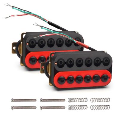 Electric Guitar Humbucker Big Adjustable Screw Dual Coil Guitar Pickup with 4 Conduct Cable/Coil Splitting Black/Red