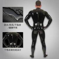 Ready Stock ✨ Shapewear one-piece leather jacket large size sexy male servant outfit B02 sexy stage mirror fully coated cos one new