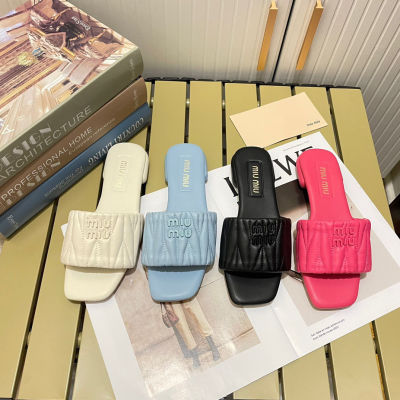 Slippers womens summer 2023 new seaside holiday sandals and slippers fold slippers flat bottom square head open toe shoes