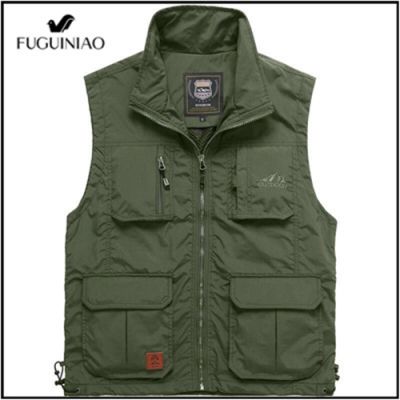 Fuguiniaoผู้ชายหลายเสื้อกั๊กขนาดใหญ่เสื้อกั๊กบุรุษกองทัพเสื้อกั๊กกันหนาวบุรุษแขนกุดแฟชั่นเสื้อM-5XL