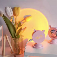 โคมไฟโรเซ่ ROSE light สายUSB Rainbow Sunset สีแดงโปรเจคเตอร์ Led Night Light โปรเจคเตอร์โคมไฟสำหรับห้องนอน บาร์ ร้านกาแฟผนังตกแต่งแสง Sunset