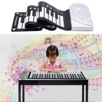 Portable 49-Key Flexible Silicone Roll Up Piano Folding Electronic Keyboard Children Student Early Learning Education