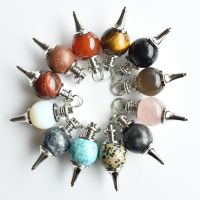 Wholesale 12pcslot fashion good quality natural stone mix ball charm pendants for necklaces jewelry making free shipping