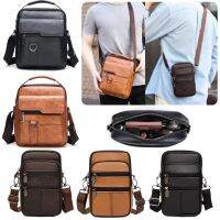 Men Messenger Leather Business Handbags Multi-pockets Briefcase Satchel for Weekend Vacation