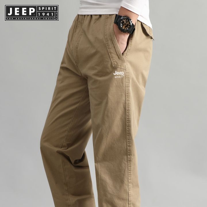 jeep-spirit-1941-estd-กางเกงลำลองหลวมของผู้ชายหลอดตรงขนาดใหญ่แฟชั่นฤดูใบไม้ผลิและฤดูใบไม้ร่วงรุ่นที่ทันสมัยขาหลวมกลางแจ้ง