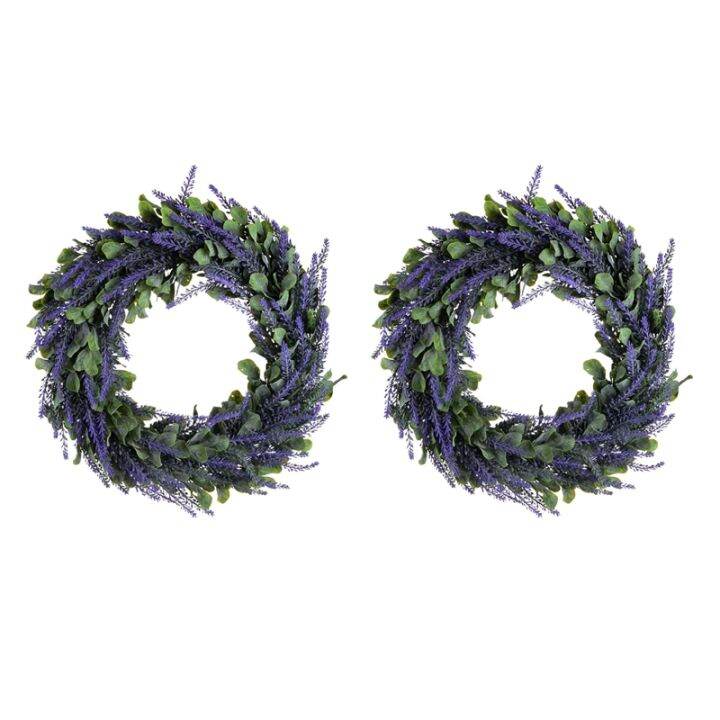 2x-artificial-wreath-door-wreath-17-inch-lavender-spring-wreath-round-wreath-for-the-front-door-home-decor