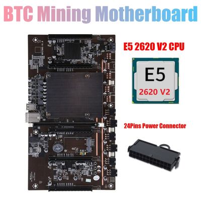 H61 X79 BTC Miner Motherboard with E5 2620 V2 CPU+24Pins Power Connector Support 3060 3070 3080 GPU for BTC Miner Mining