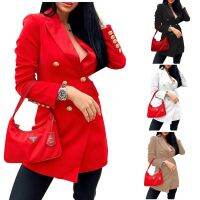 [Free ship] 2020eBay wish autumn and winter womens double-breasted lapel long-sleeved suit jacket women